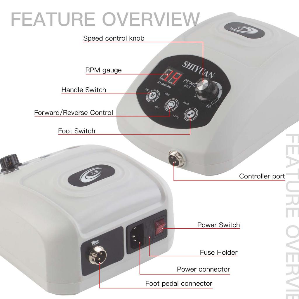 New 407 Electric Grinder, 50,000 RPM with Foot Pedal, for Jewelry Polishing, Versatile Applications