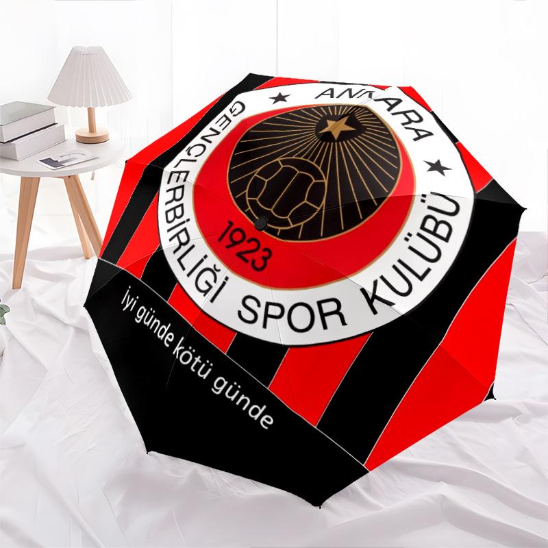 Gençlerbirliği SK  Pattern, Automatic Folding Umbrella, Portable and Foldable Design, 8 Ribs, a Christmas or Birthday Gift.