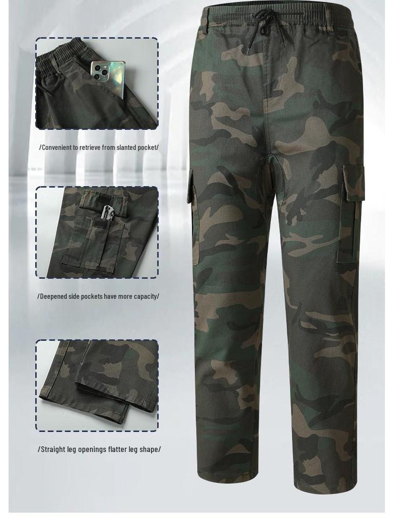 Unisex Spring/Autumn Elastic Camouflage Workwear Set - Cotton, Anti-Scald, Wear-Resistant, Ideal for Auto Repair