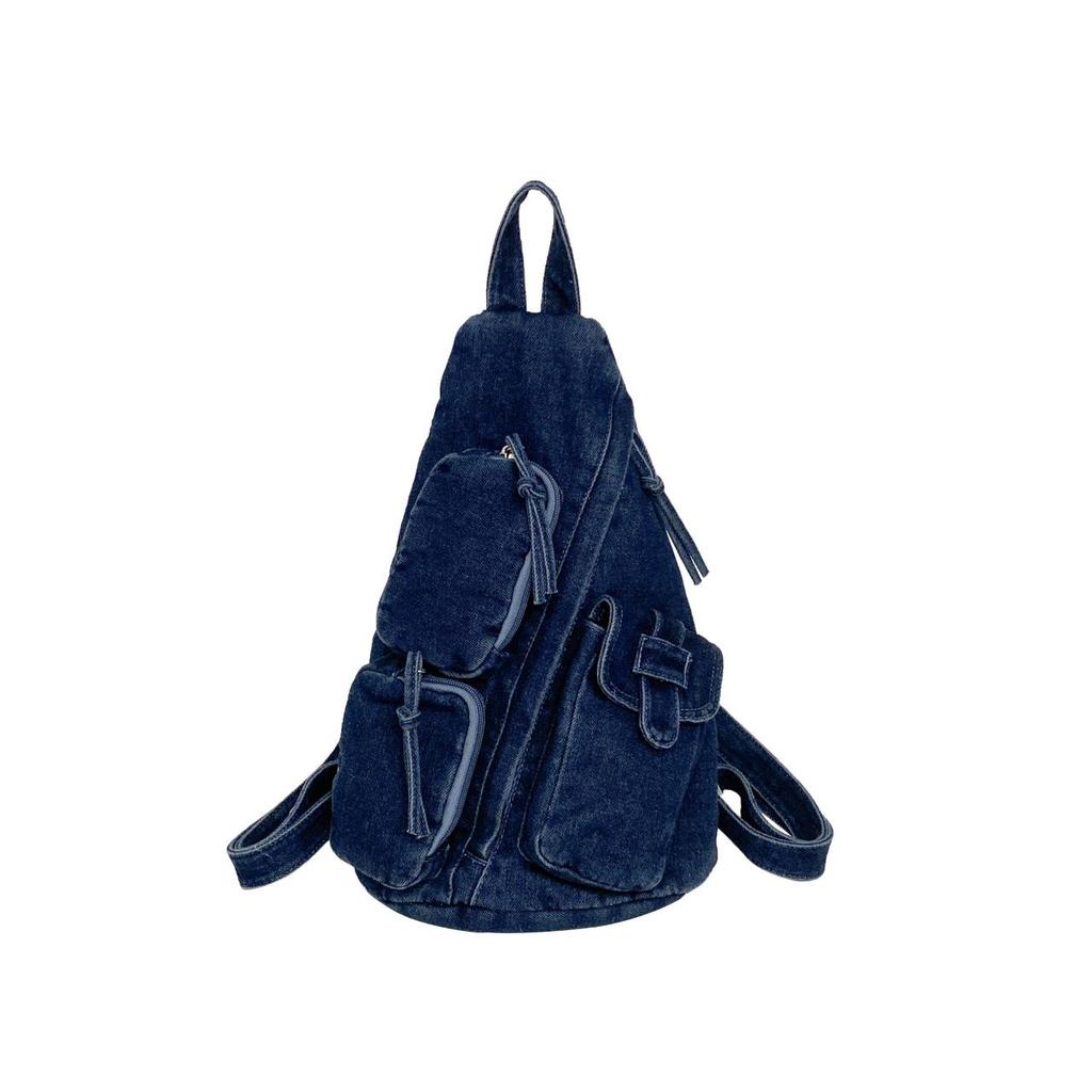 Damski Mini Plecak Crossbody z Denimu i Płótna - Lekki, Casualowy i Idealny na Dojazdy lub Podróże