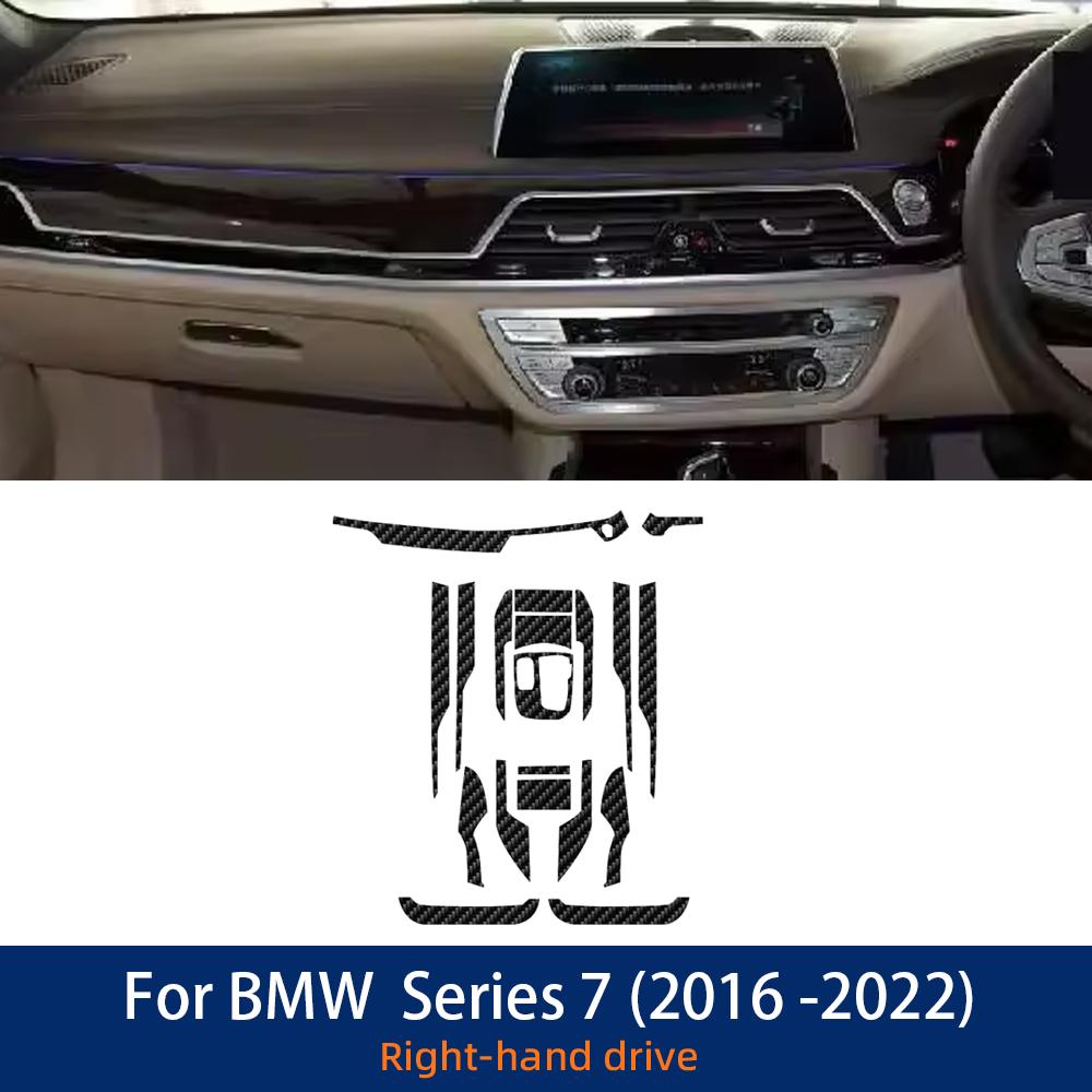 Carbon Fiber Style Interior Sticker for BMW G11 G12 Series 7 2016-2022 Center Console Anti Scratch Film