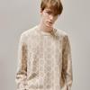 Luozi Men's Winter Jacquard Crew Neck Wool Sweater