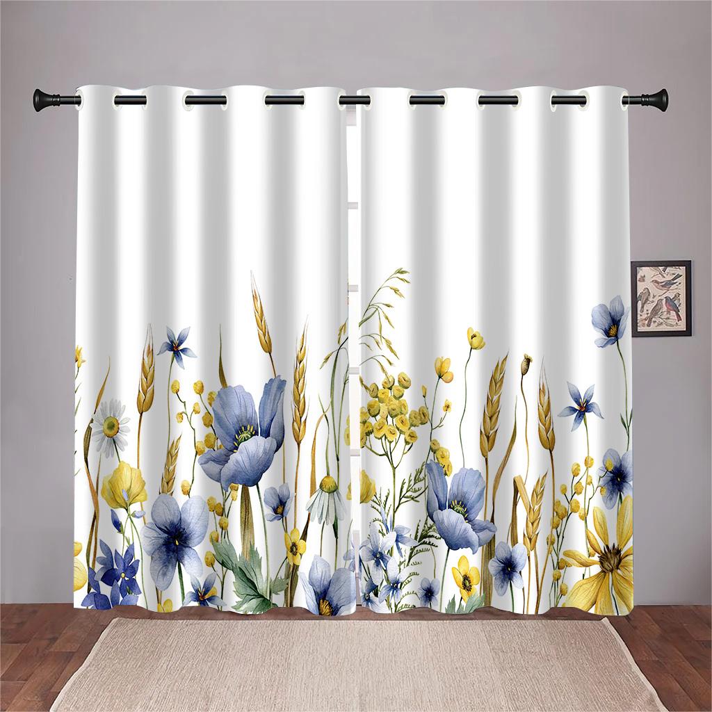 

Modern Pastoral Style Floral Green Leaf Curtains 2 Panels Beautiful Butterfly Curtains Living Room Bedroom Dining Room Decor 50W130H(CM)X2PCS&HooK
