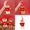New Year Series Plush Bear Keychain With Sweater And Hat Decor For Gift Giving