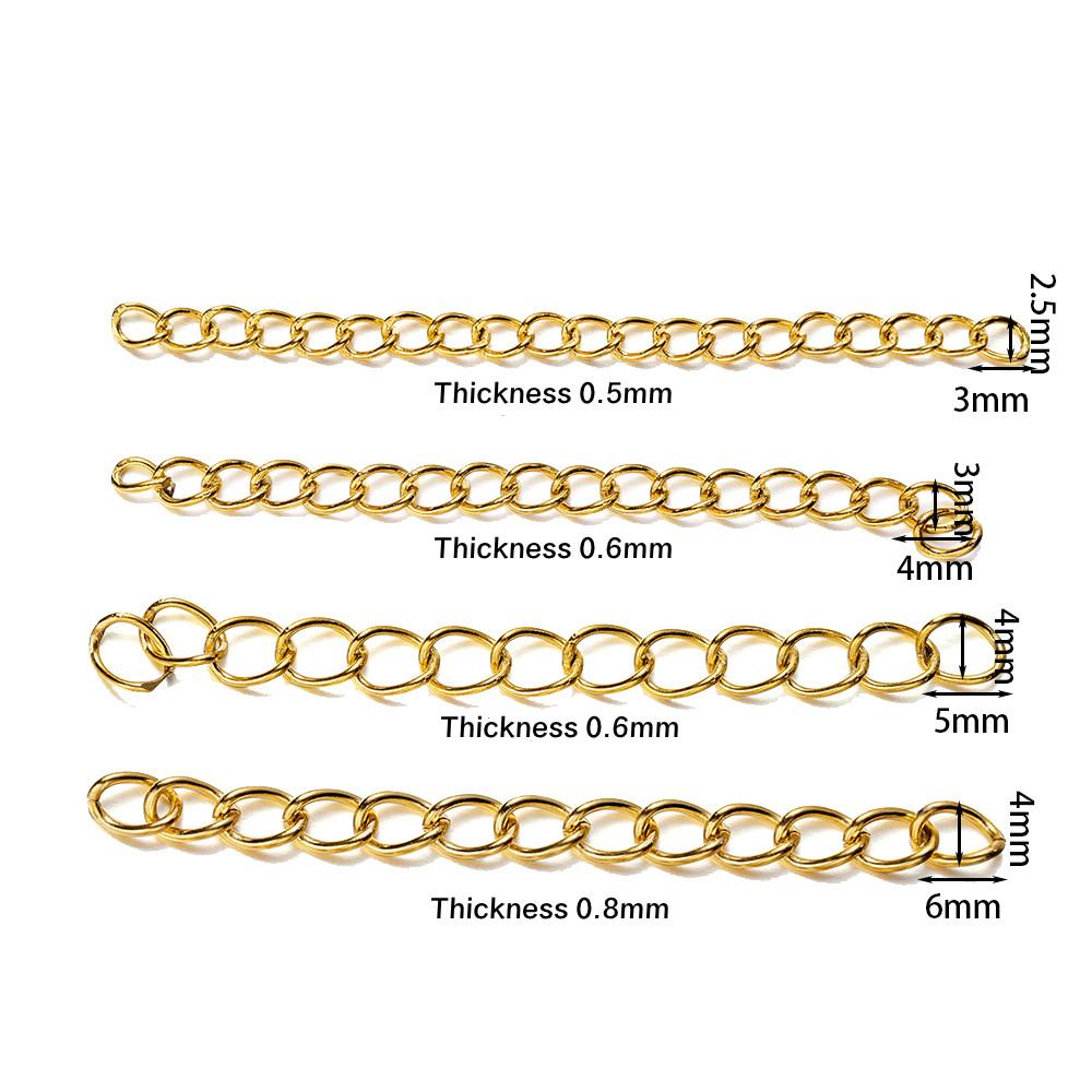 10/50pcs Stainless Steel Extension Chains with Lobster Clasps Connector Link Necklace Tail Making DIY Bracelet Accessories