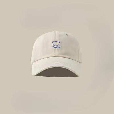Korean Version of Retro Cute Little Bear Cartoon Embroidered Baseball Cap for Women Spring and Summer Fashion Brand Sun Protection Baseball Hat