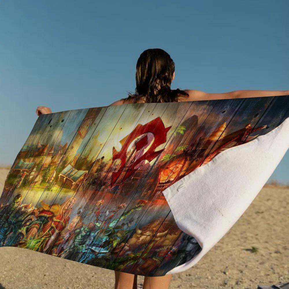 W-World Of W-Warcraft Beach Towel Cartoon Cute Summer Kids Large Bath Pool Beach Towel Microfiber Absorbent For Swimming Travel