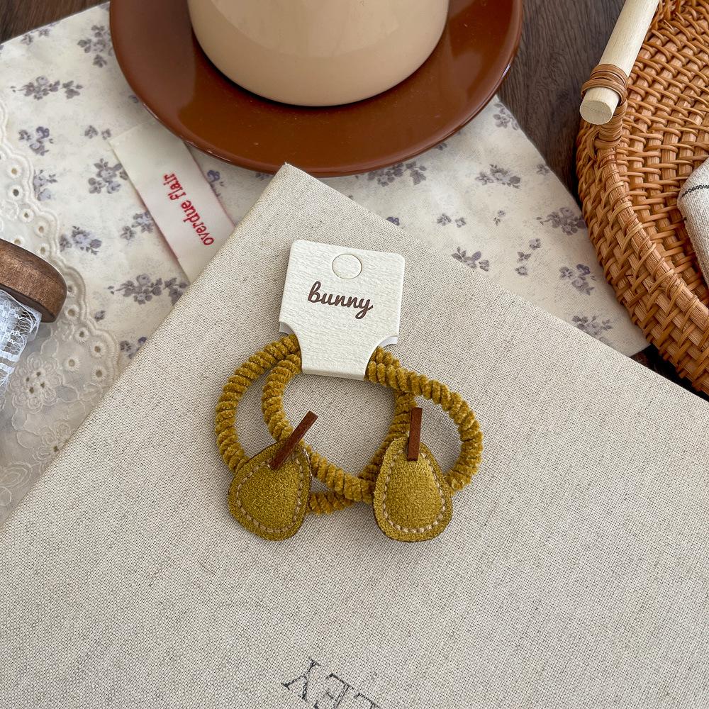 

New Cartoon Cute Bear and Pear Hair Bands for Autumn and Winter Baby Hair Ties Elastic Hair Band Headwear High-elasticity Ponytail Hair Bands
