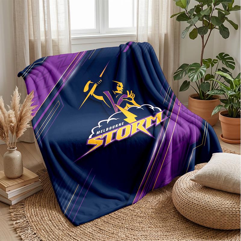 Melbourne Storm Flannel Fleece Blanket Cozy Warm Throw Blanket For Couch Bed Travel All Season Use