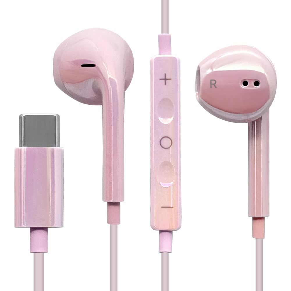 

Rasta Banana Smartphone iPhone16 Android Stereo Earphones with Microphone Wired iLBe Aurora Pink RESMSCD05PK Type-C