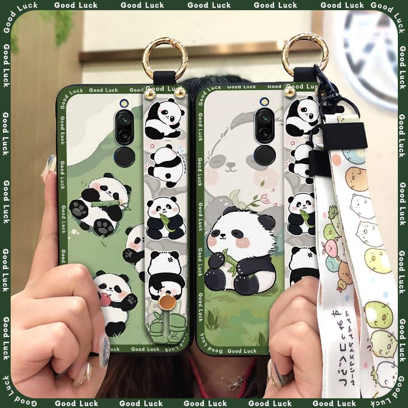 Cute Kickstand Phone Case For Xiaomi Redmi 8 Protective Silicone Cartoon Fashion Design Back Cover Lanyard Anti-knock