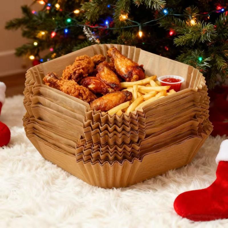 50Pcs Air Fryer Disposable Paper Non-Stick Airfryer Baking Papers Square/Round Air-Fryer Paper Liners Paper Kitchen Accessories