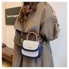 Borsa a sella portatile con texture premium da donna, nuova borsa a tracolla messenger retrò alla moda con inserti a contrasto di colore