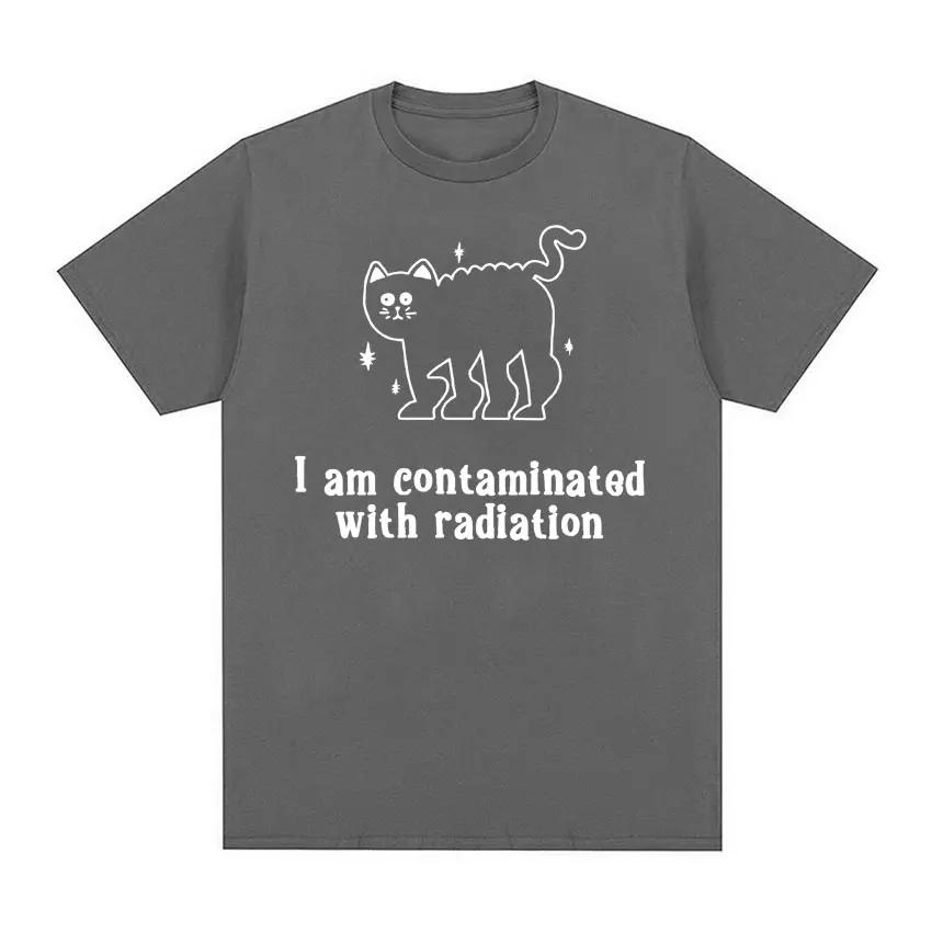 I Am Contaminated with Radiation Meme T Shirt Funny Black Cat Humor Graphic Tshirt Men Women Fashion Casual Vintage T-shirt Tops