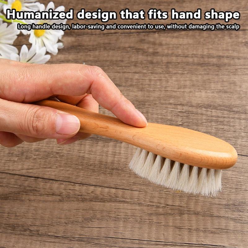 Wooden Handle Brush Baby Hair Brush Newborn Hair Brush Infant Comb Head Massager Special for real hair wigs