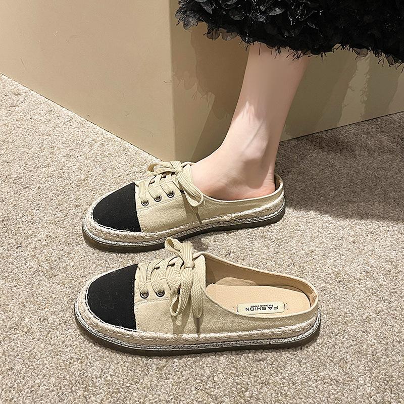 Baotou Half Slippers Women's Outer Wear Spring 2025 New Thick-soled Lazy One Pedal Half Drag Small Fragrant Fisherman Shoes