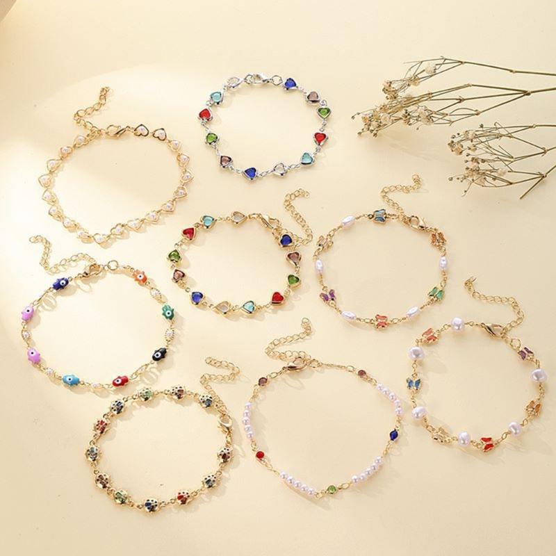 Women Bracelets Candy Color Bracelets Alloy Material Friendship Bracelets Beads Bangles Jewelry Gift for Women Girls