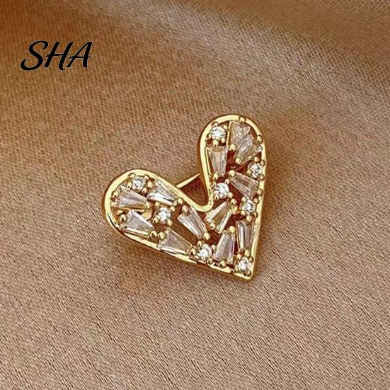 Elegant Lapel Pin Mini Love Heart Brooch Pin, Silver Golden Plated Shape Women Collar Pins Hats Bags Scarves Clothes Decorative Accessory Alloy