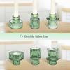 Glass Taper Candle Holder Short Small Boho Ribbed Votive Candlestick Holder for Table Centerpiece Wedding Decor and Dinner Party