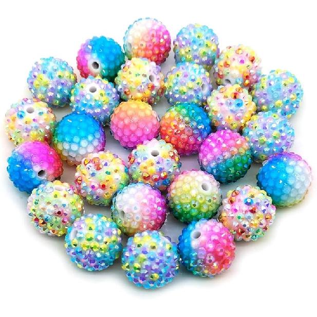 20mm, 16mm, 14mm, 12mm, 10mm Colorful Rhinestone Beads Round Spacer Beads for Jewelry Bracelet Necklace Pen Bag Chain Making Crafts Supplies (16mm