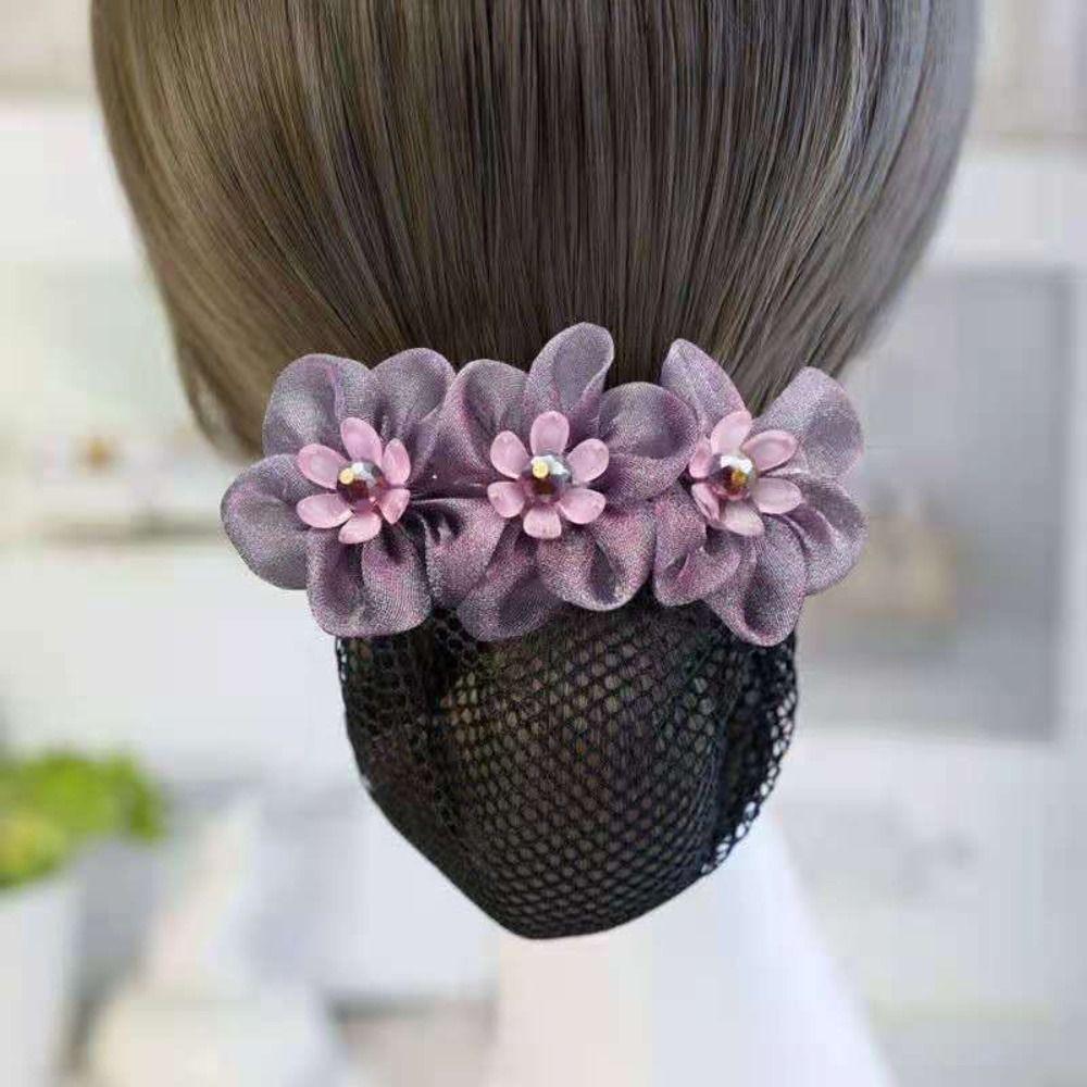 Headwear Flower Spring Clip Bead Nurse Hair Clip Vintage Hair Net Cover Ladies