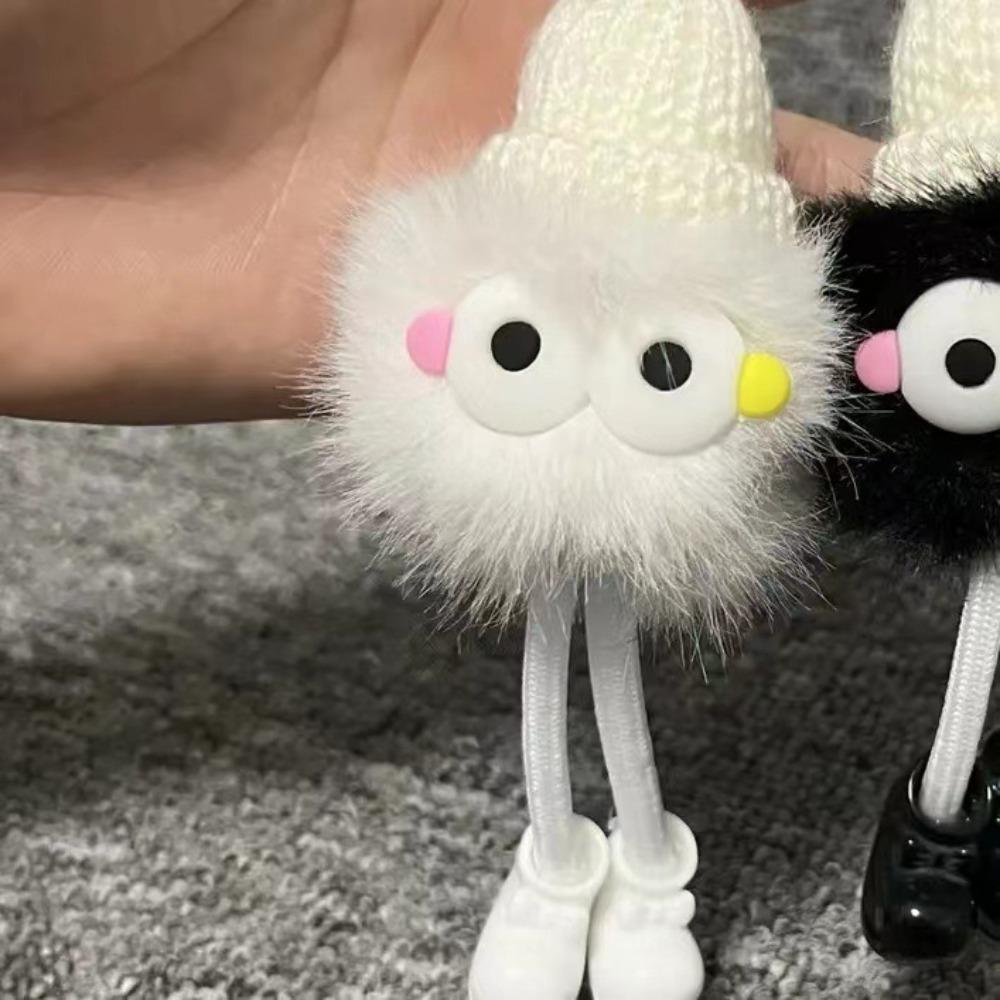 Hot Sale Creative Plush Keychain Cute Long Legs Couples Keyring Coal Ball Plush Backpack Accessory Gift