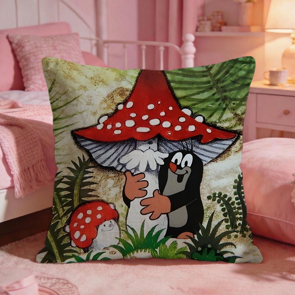 TThe Little MoleS Anime Cushion Cover Premium Comfort Reversible Pillow Cove Two In One Design For Any Room Car Interior