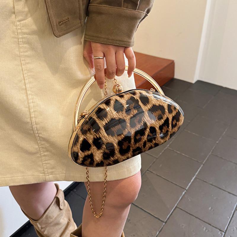2026 Luxury Leopard Print Women's Evening Clutch Bag Fashion Party Top Handle Handbag Personalized Wedding Crossbody Bag