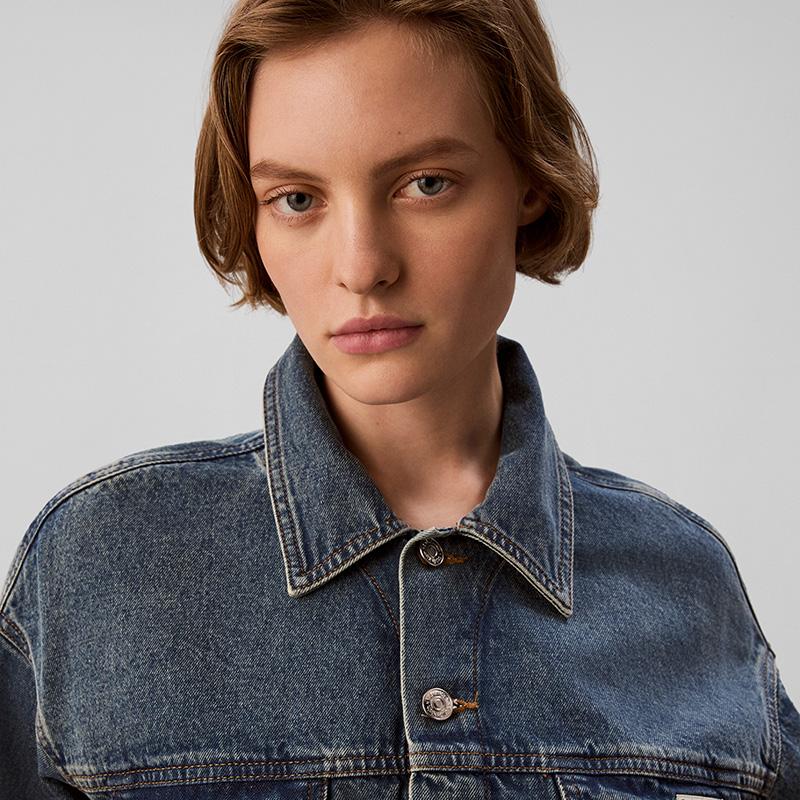 Calvin Klein Jeans Classic American Vintage Cotton Collar Short Denim Jacket Women jackets 47H904G