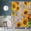 1pc Sunflower and Bee Pattern Shower Curtain, Home Decor Printed Liner No Drill Bathroom Partition