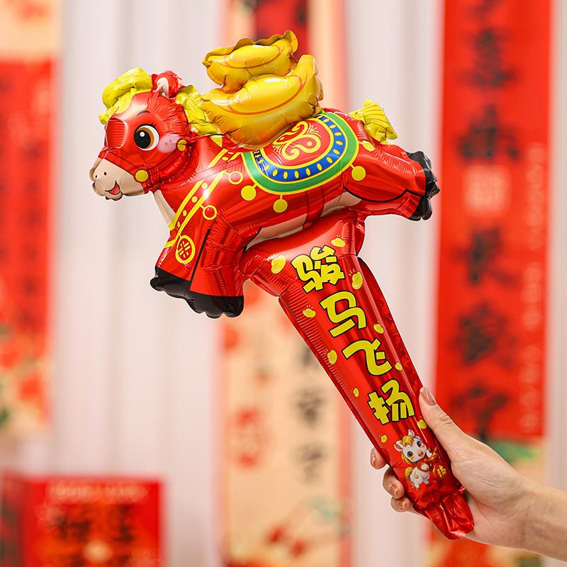 10Pcs 2026 Year Of The Horse Balloon Hair Cards Headwear New Year Party Hair Accessories Cross Year Celebration Decor Supplies