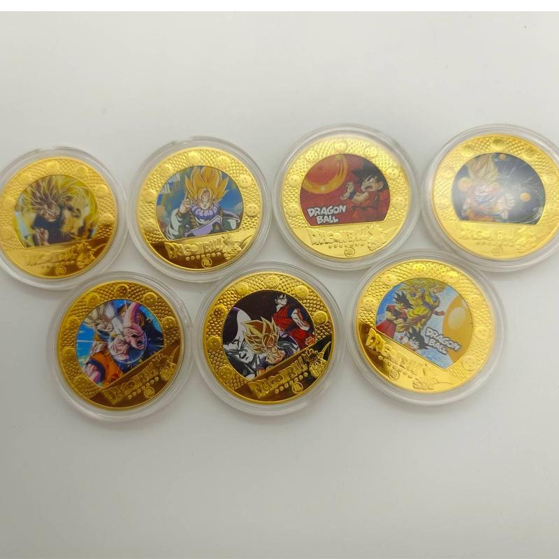Dragon Ball Commemorative Medal, Colorful, Classic, Anime, Gold Coin, Creative Small Coin, Sun Wukong Coin, Children's Toy, Stocking Stuffers