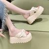 Fashion 9CM Women High Platform Beads Slippers New 2025 Summer Beach Ladies Wedge Heels Shoes Woman Outside Chunky Sandals