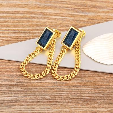 

Nidin Creative Design Chain Link Drop Earrings Multiple Wearing Methods For Women Shiny Zircon Piercing Tassel Dangle Jewelry темно-синий