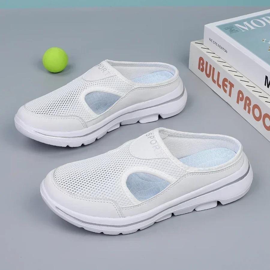Men Slippers Breathable Mesh Casual Flat Shoes Outdoor Home Lightweigh Solid Slip On Couple Shoes Walking Sport Sandals2025