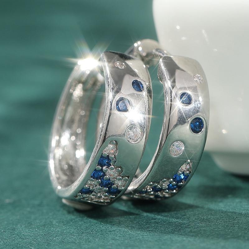

Elegant Copper Color Earrings Set with Blue and White Cubic Zirconia for Women s Banquet and Party Zircon