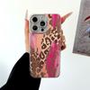 Rose Red Leopard Print Acrylic Compatible for 15/14 for 17 AIR Glitter Pink Lens Drop-Resistant Phone Case