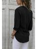 Women's Deep V Neck Long Sleeve Chiffon Shirt Solid Color Spring Summer Top