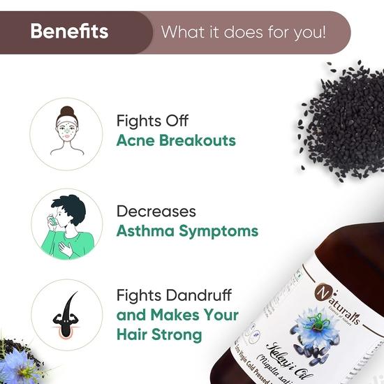 Naturalis Essence Of Nature Extra Virgin Cold Pressed Kalonji Or Black Seed Oil For Healthy Skin, Hair - 200Ml