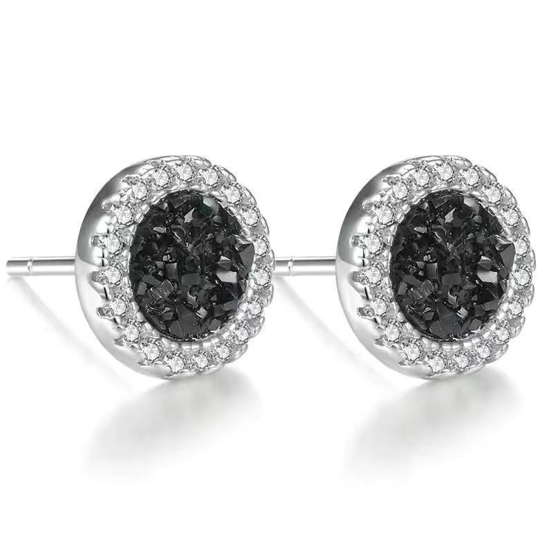 Crystal Cluster Stone Stud Earrings: Unique Titanium Steel, Fade-Resistant, Versatile Cool-Style Jewelry for Men and Women