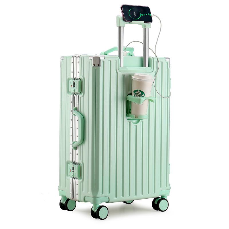 Durable Universal Wheel Leather Trolley Suitcase: Multipurpose Carry-On for Men and Women