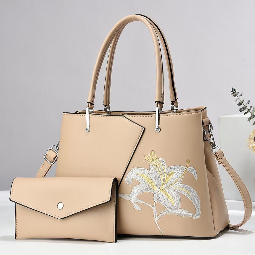 Fashionable Patchwork Embroidered Handbag  Macaron Mother and Child Bag  Versatile and Stylish Large-capacity Crossbody Bag  Trendy