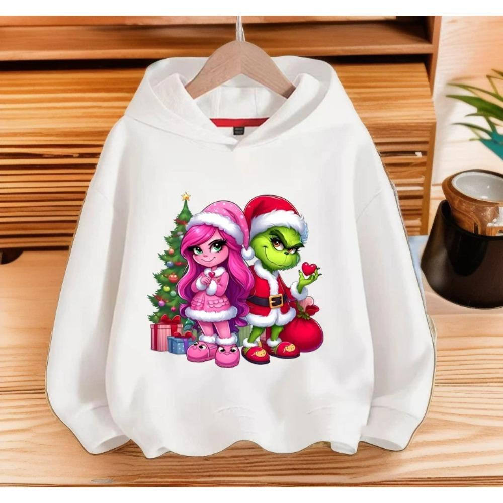 Cartoon Fashion Men Women's Hoodies Christmas Green Monster Print Pullover Cartoon Casual Sweatshirt Kids Hoodies Long Sleeve Clothing