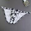 Plaid Ice Silk Ribbed Men's Breathable Underwear Triangle Briefs