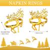 Festive Reindeer Napkin Rings Gold Silver Christmas Deer Napkin Holders for Holiday Table Dining Decor