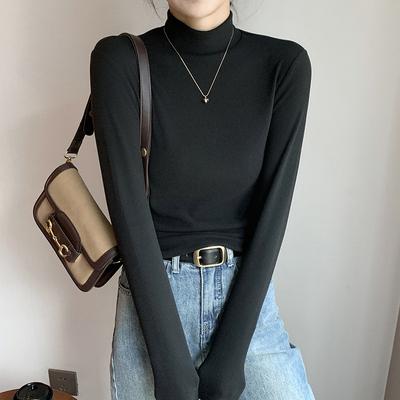 Chandails à manches longues et demi-col roulé pour femmes, mode décontractée, couleur unie imprimée, automne hiver, garde au chaud