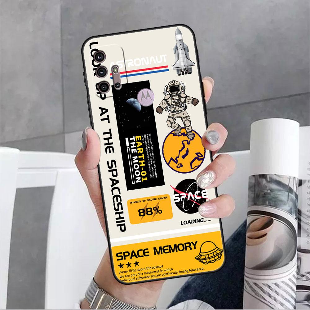 Modische Coole Astronauten-Hülle Für Motorola G30 G60 G9 Play ONE Fusion G8 G50 E6s G82 Edge 20 Pro G Stylus 2021 Weiche Handy-Capas