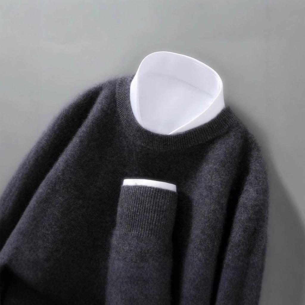 Herren Wollpullover mit Rundhalsausschnitt - Weich, Locker und Bequem Vielseitige Strickware für Herbst und Winter
