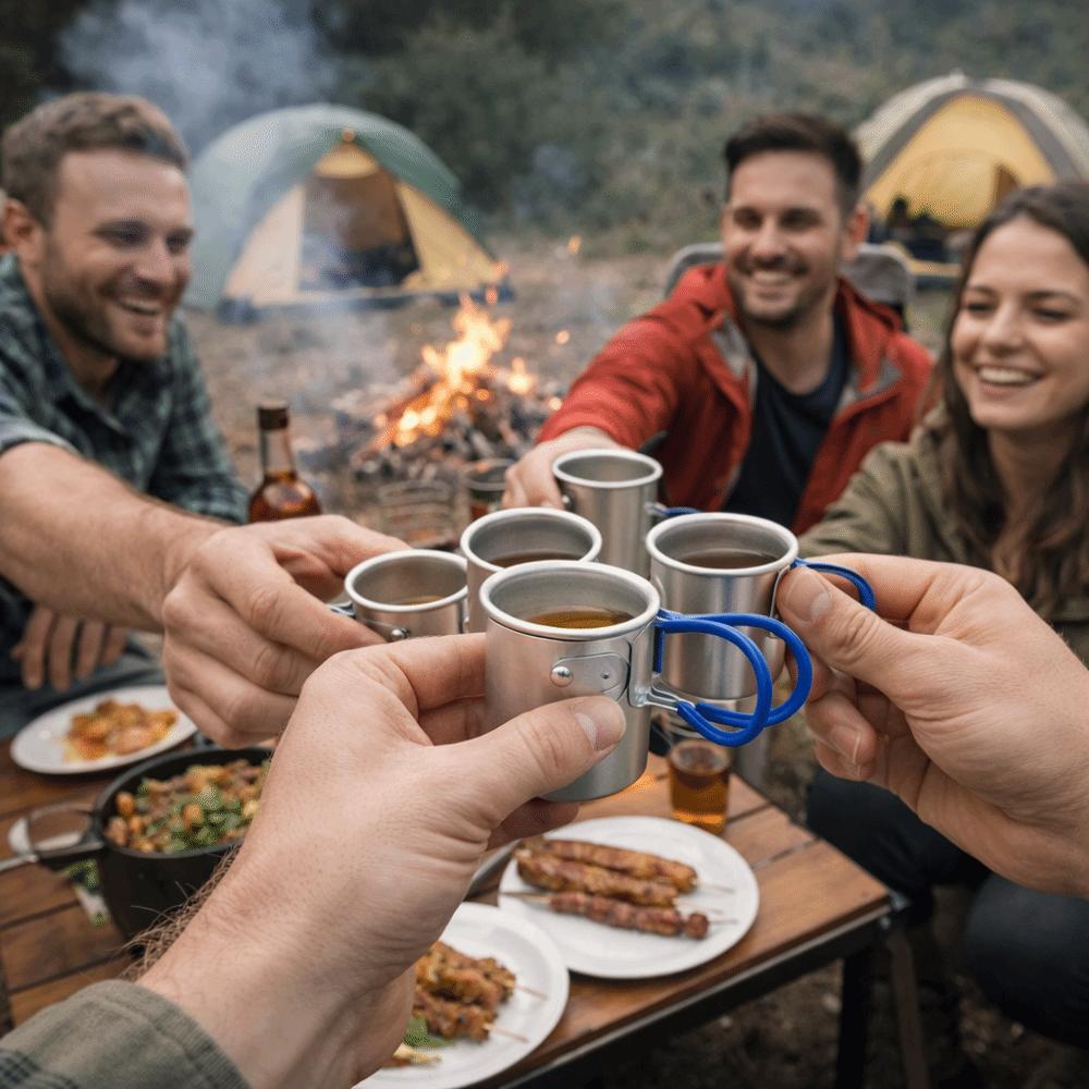 Portable Rustproof Folding Camping Cup Reusable Anti-fall Aluminum Alloy Cup 150 ML Mini Mug Picnic