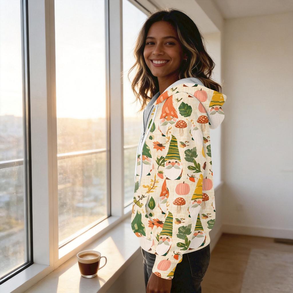 Women's Long Sleeve Christmas Print Pullover Hoodie with